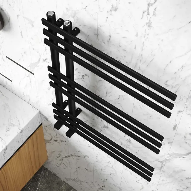 Madrid Matt Black Designer Heated Towel Rail 800x600mm