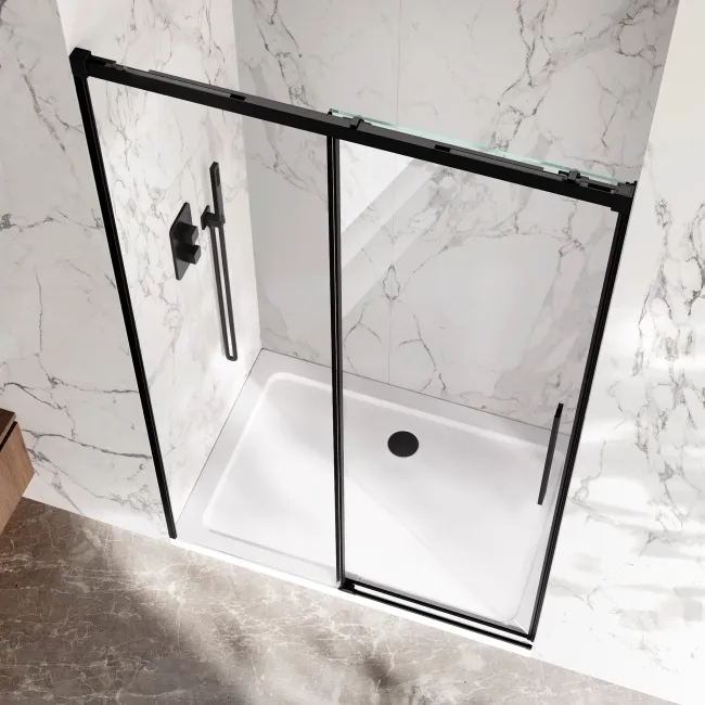 Lisbon Matt Black 8mm Soft-Closing Sliding Shower Door 1200mm
