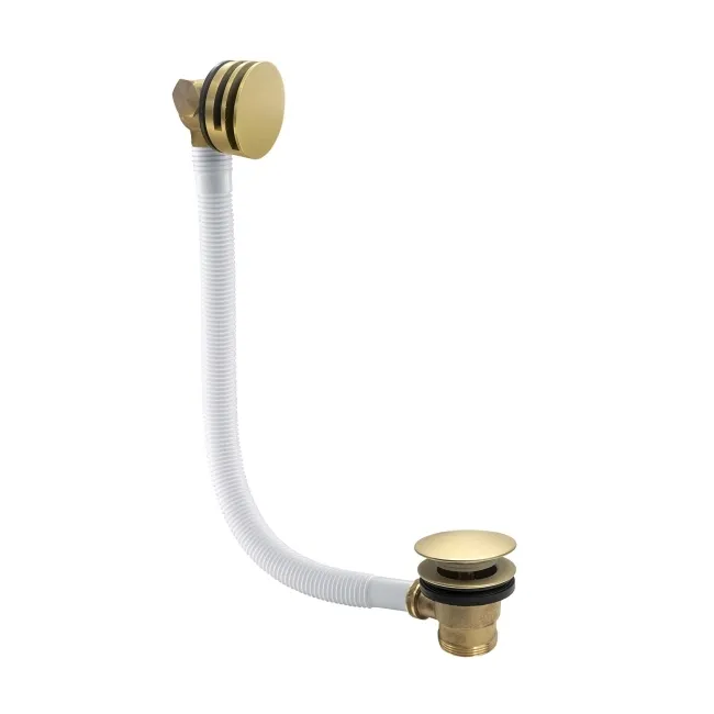 Brushed Brass Dual Function Overflow Bath Filler & Pop-Up Waste