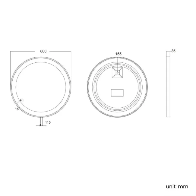 Mollie Battery Operated Black Framed Illuminated LED Mirror 600mm