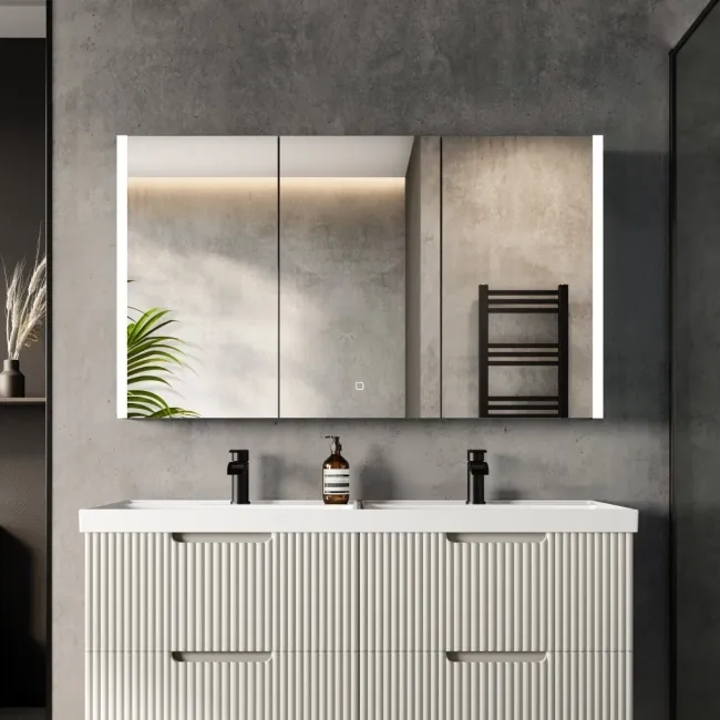 Selma Matt Black Illuminated LED Recessed Mirror Cabinet 700x1200mm