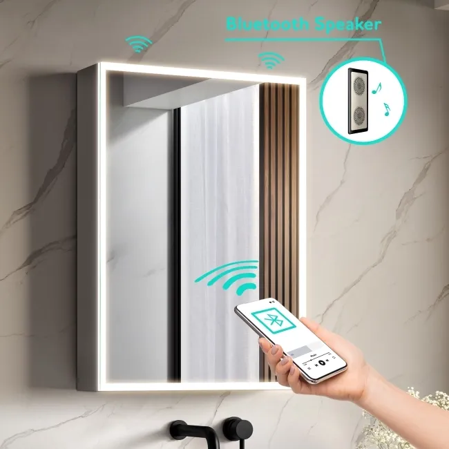 Margot Illuminated LED Mirror Cabinet With BLUETOOTH Speaker & USB Port 700x500mm