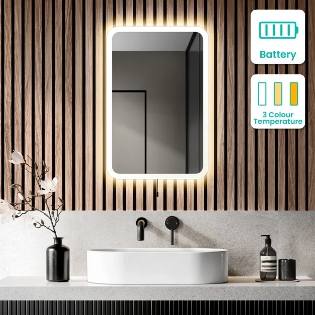 Jolie Battery Operated Illuminated LED Mirror 600x400mm