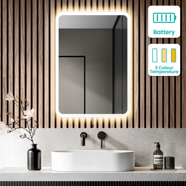 Jolie Battery Operated Illuminated LED Mirror 700x500mm