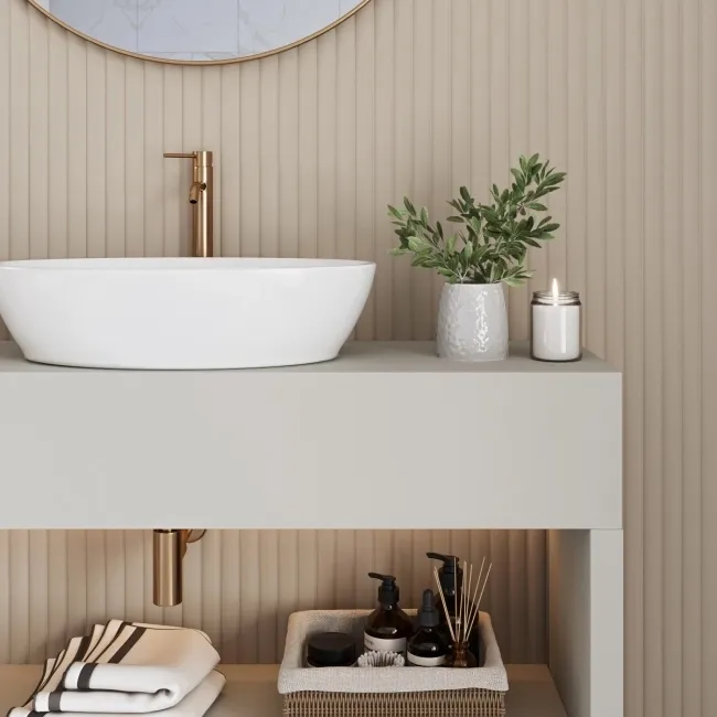 Trepanel Aqua 3D® Waterproof Taupe Fluted Wall Panel 3 Pack (Covers 1.80 SQM)