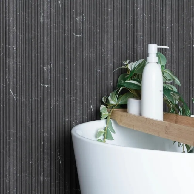 Trepanel Aqua 3D® Waterproof Dark Grey Marble Effect Grooved Wall Panel 3 Pack (Covers 0.87 SQM)