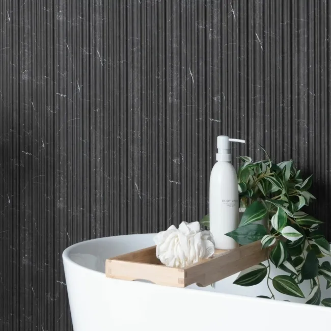 Trepanel Aqua 3D® Waterproof Dark Grey Marble Effect Grooved Wall Panel 3 Pack (Covers 0.87 SQM)