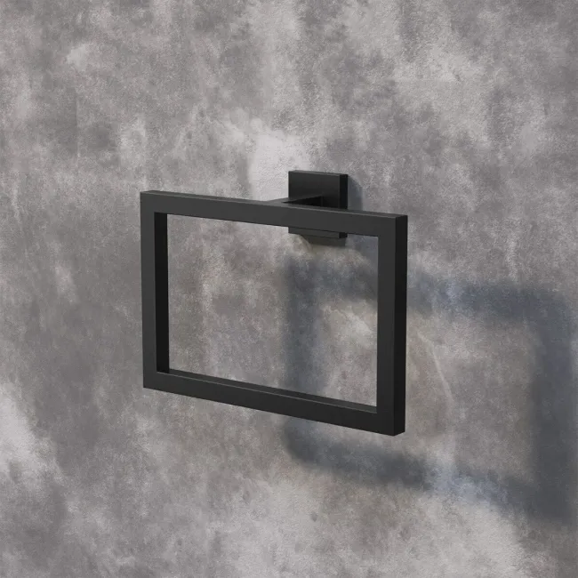 Isla Matt Black Square Towel Ring