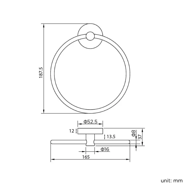 Sofia Matt Black Towel Ring