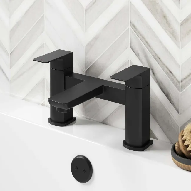 Soar Matt Black Basin & Bath Mixer Tap Set
