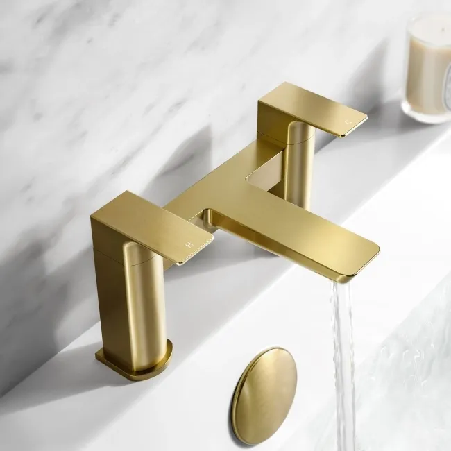 Soar Brushed Brass Basin & Bath Mixer Tap Set