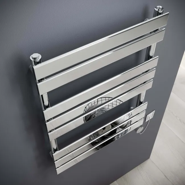 Santorini Electric Chrome Flat Panel Heated Towel Rail 800x600mm