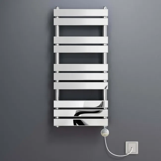 Santorini Electric Chrome Flat Panel Heated Towel Rail 1000x450mm