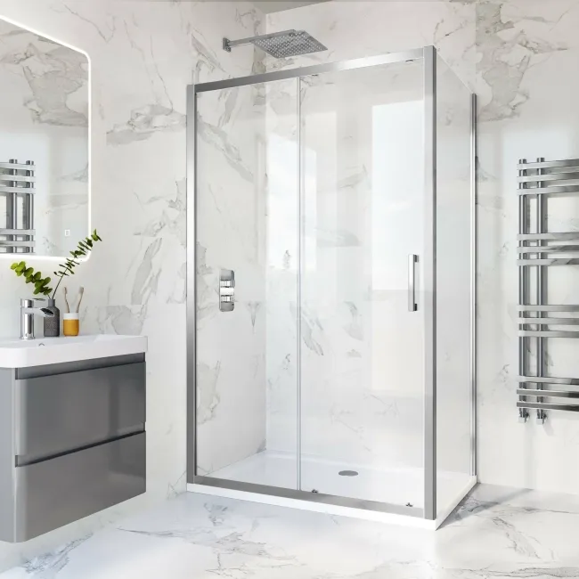 Hamburg Easy Clean 8mm Sliding Shower Enclosure 1100x760mm - Easy Fix Feature