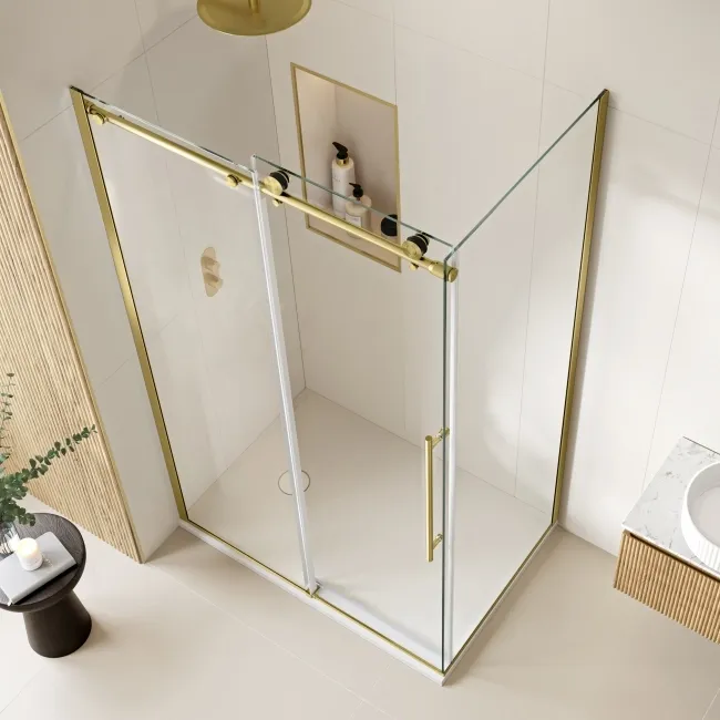 Prague Brushed Brass 8mm Sliding Shower Enclosure 1200x900mm