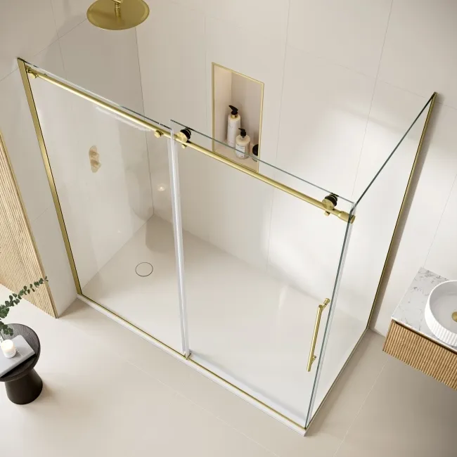 Prague Brushed Brass 8mm Sliding Shower Enclosure 1800x800mm