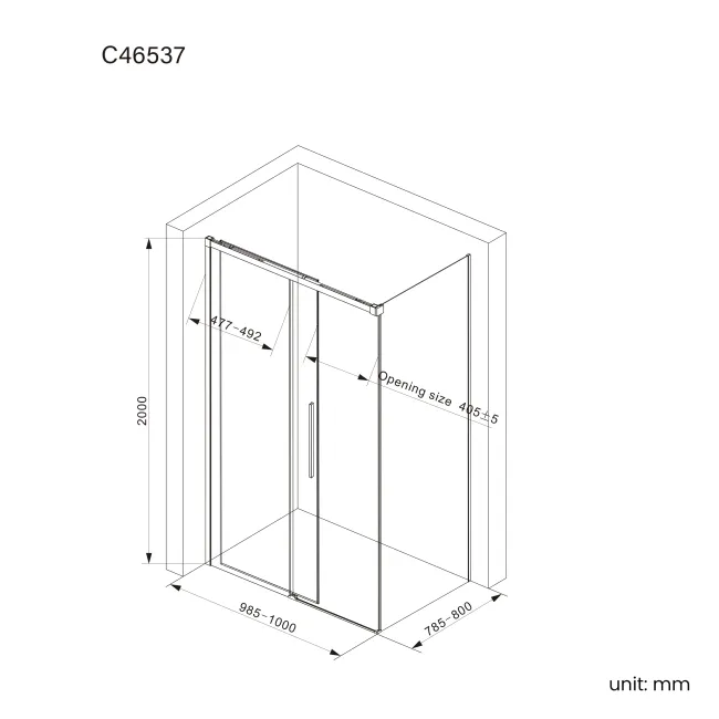 Lisbon Matt Black 8mm Sliding Shower Enclosure 1000x800mm