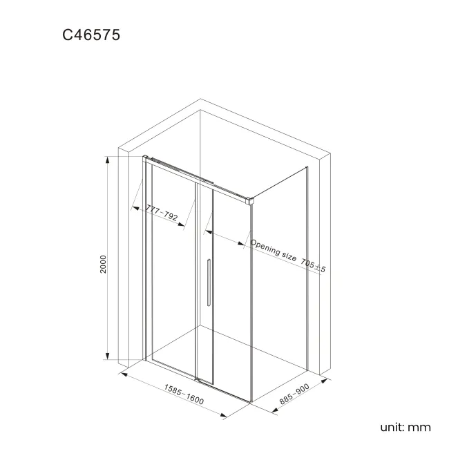 Lisbon Brushed Brass 8mm Sliding Shower Enclosure 1600x900mm