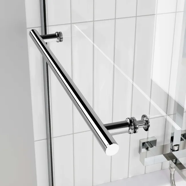 L Shaped 1500 Shower Bath & 4mm Fixed Screen with Rail - Left Handed