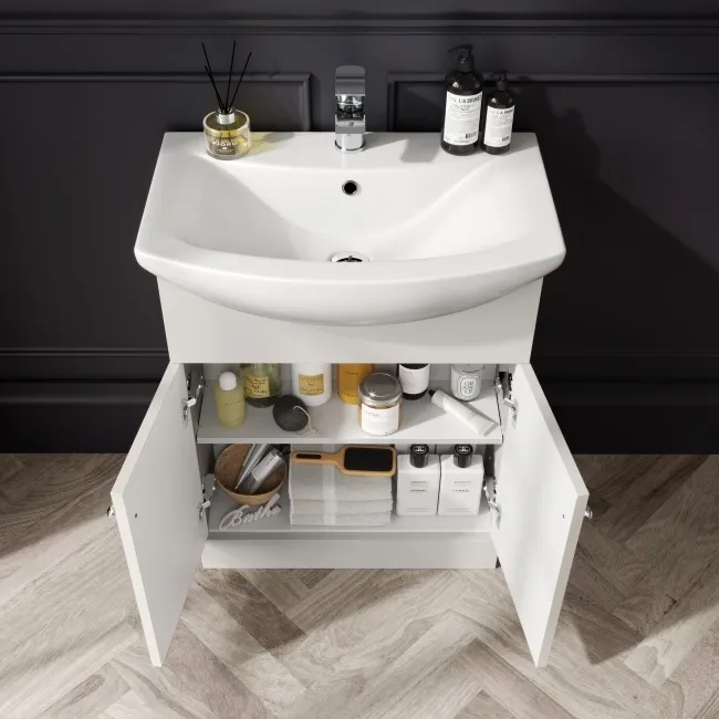 Capri Cotton White Combination Vanity Basin and Aruba Toilet 1150mm - Chrome Handles