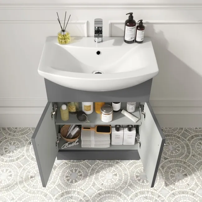 Capri Slate Grey Combination Vanity Basin and Aruba Toilet 1150mm - Chrome Handles