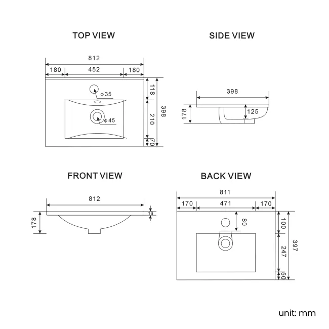 Elba Matt Black Wall Hung Basin Drawer Vanity 800mm with Matt Black Stand