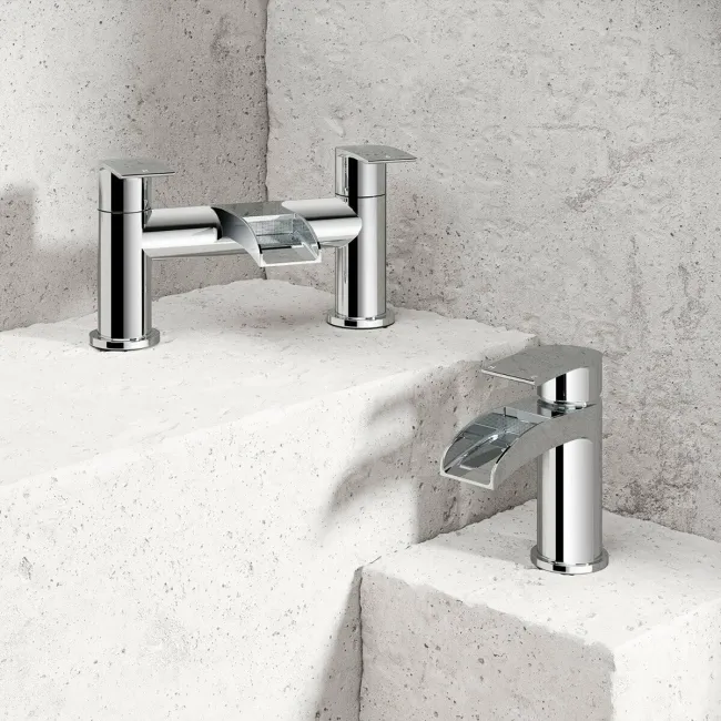 Eden Chrome Waterfall Basin & Bath Mixer Tap Set