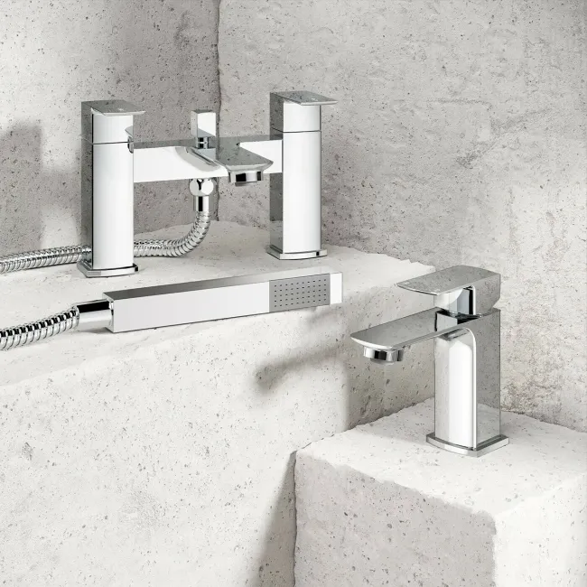 Mersey Chrome Basin & Shower Bath Mixer Tap Set