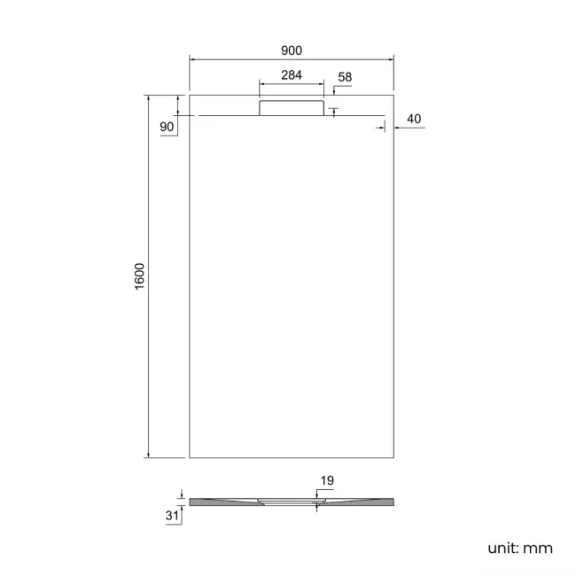 Tokyo Rectangular Matt White Slate Texture Stone Shower Tray 1600x900mm
