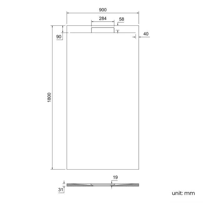 Tokyo Rectangular Matt White Slate Texture Stone Shower Tray 1800x900mm