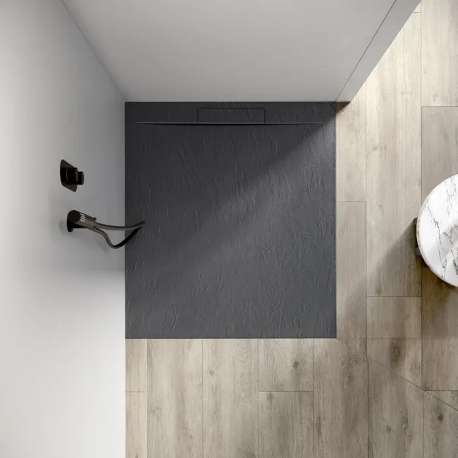 Tokyo Rectangular Matt Grey Slate Texture Stone Shower Tray 1000x700mm