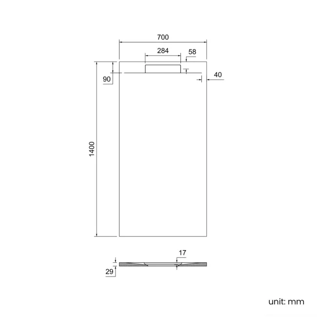 Tokyo Rectangular Matt Grey Slate Texture Stone Shower Tray 1400x700mm