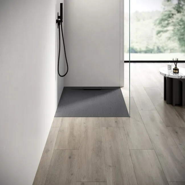 Tokyo Rectangular Matt Grey Slate Texture Stone Shower Tray 1100x800mm