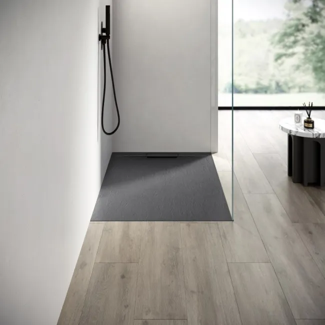 Tokyo Rectangular Matt Grey Slate Texture Stone Shower Tray 1200x900mm