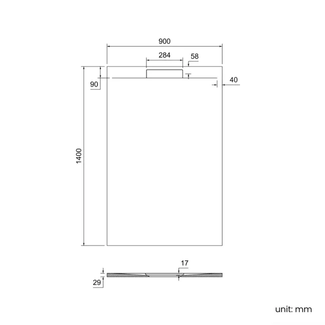 Tokyo Rectangular Matt Grey Slate Texture Stone Shower Tray 1400x900mm