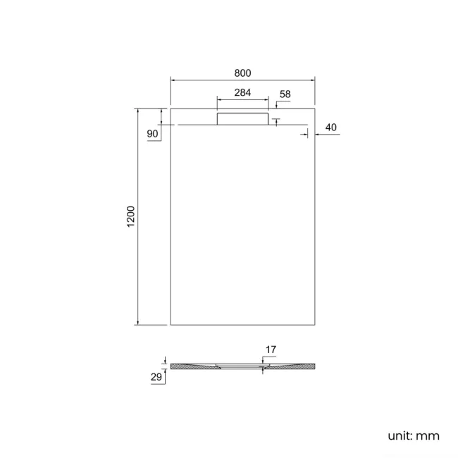 Tokyo Rectangular Matt Black Slate Texture Stone Shower Tray 1200x800mm