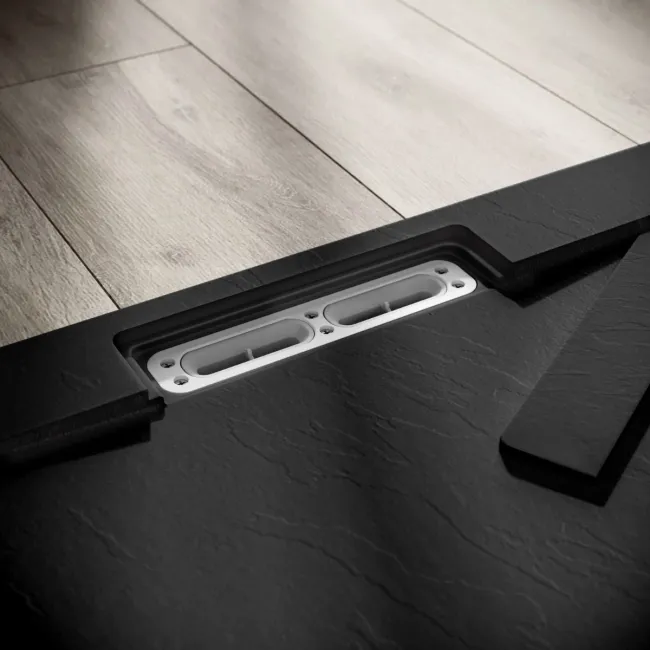 Tokyo Rectangular Matt Black Slate Texture Stone Shower Tray 1600x800mm