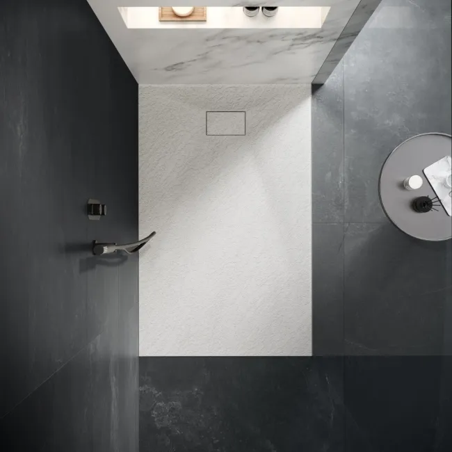 Berlin Rectangular Matt White Slate Effect SMC Composite Shower Tray 1500x700mm