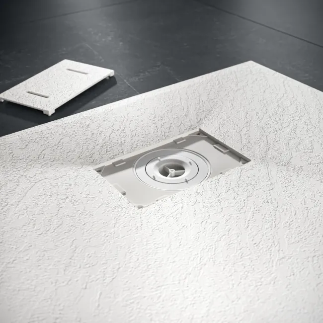 Berlin Rectangular Matt White Slate Effect SMC Composite Shower Tray 1000x900mm