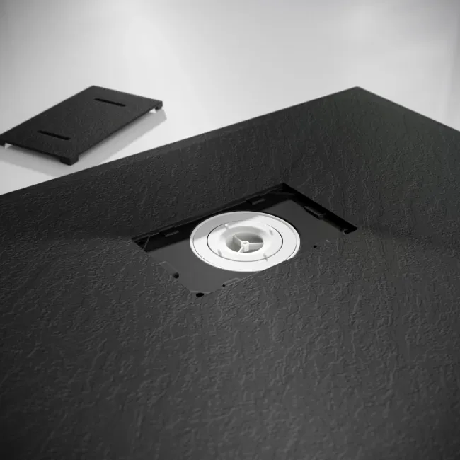 Berlin Rectangular Matt Black Slate Effect SMC Composite Shower Tray 1200x700mm