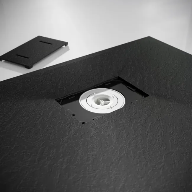Berlin Rectangular Matt Black Slate Effect SMC Composite Shower Tray 1700x900mm