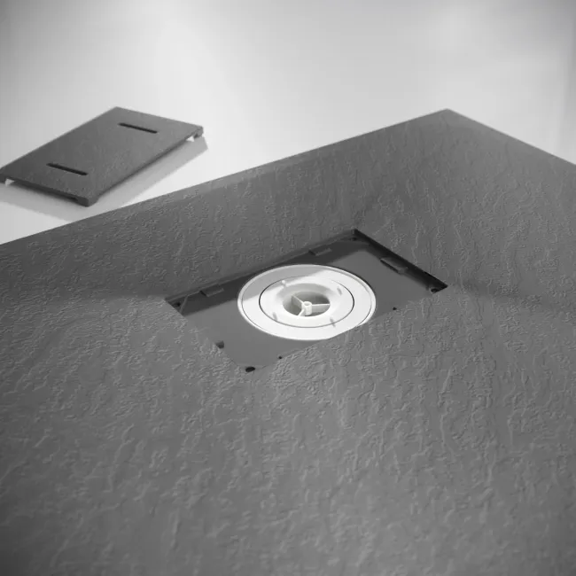 Berlin Rectangular Dark Grey Slate Effect SMC Composite Shower Tray 1400x800mm