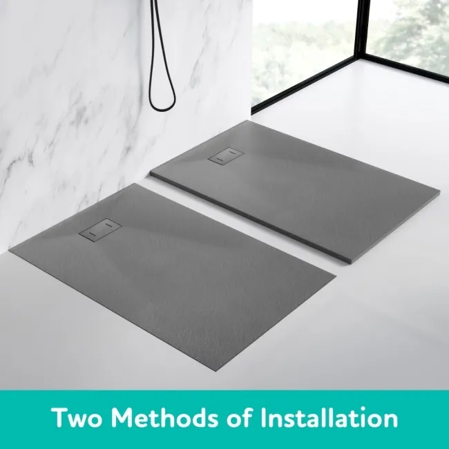 Berlin Rectangular Dark Grey Slate Effect SMC Composite Shower Tray 1400x800mm