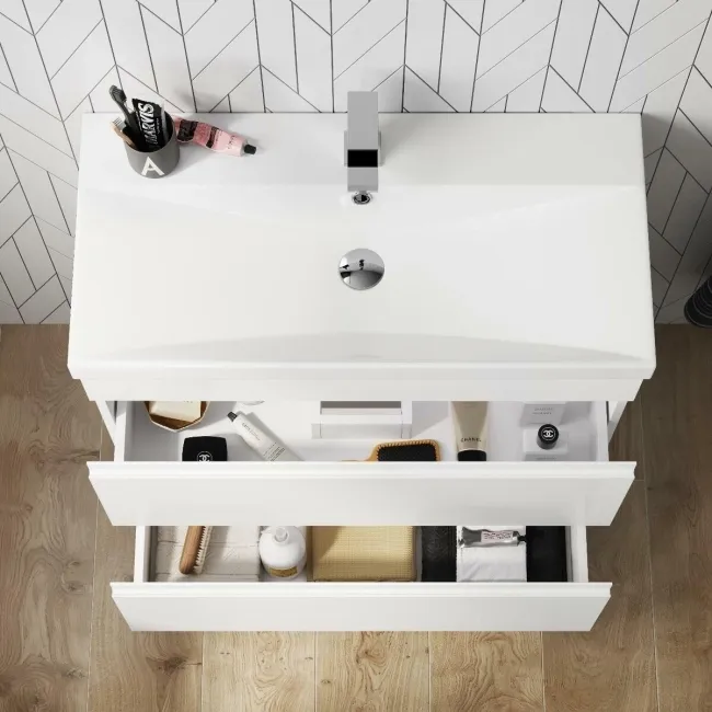 Trent Gloss White Basin Drawer Vanity 800mm
