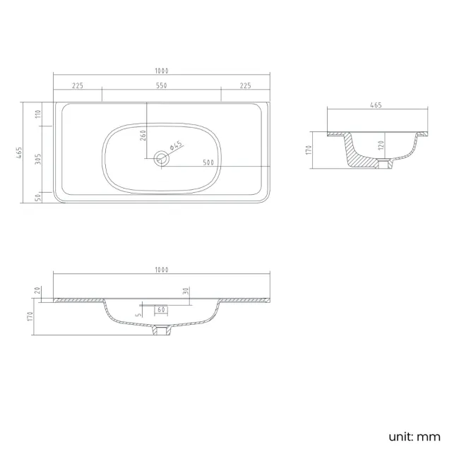 Sorrento Fluted Black Walnut Wall Hung Drawer Vanity with Black Basin 1000mm