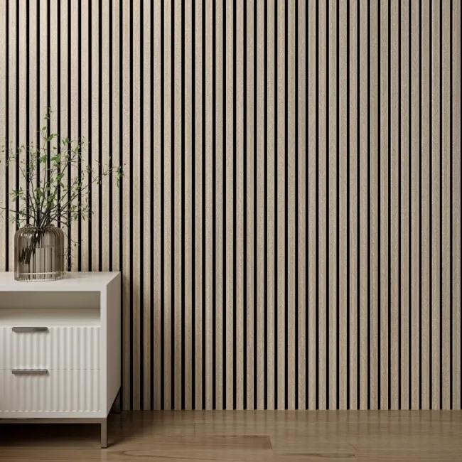 Trepanel® Chevron Hessian Beige Acoustic Wood Wall Panels