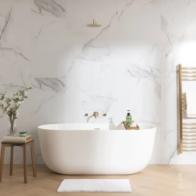 Trepanel Aqua Luxe® Bold Carrara Marble Effect Satin Embossed SPC Wall Panel 4 Pack ( Covers 2.80 SQM)