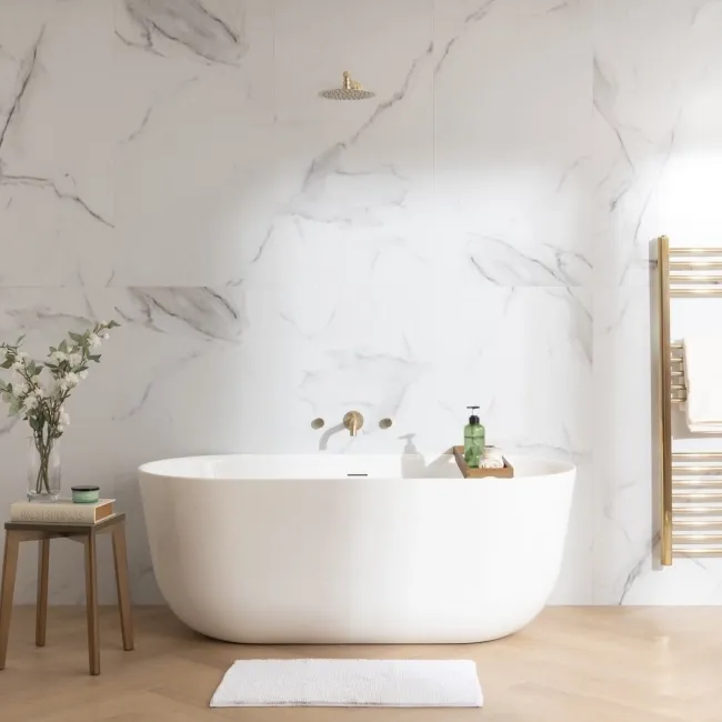 Trepanel Aqua Luxe® Bold Carrara Marble Effect Satin Embossed SPC Wall Panel 4 Pack ( Covers 2.80 SQM)