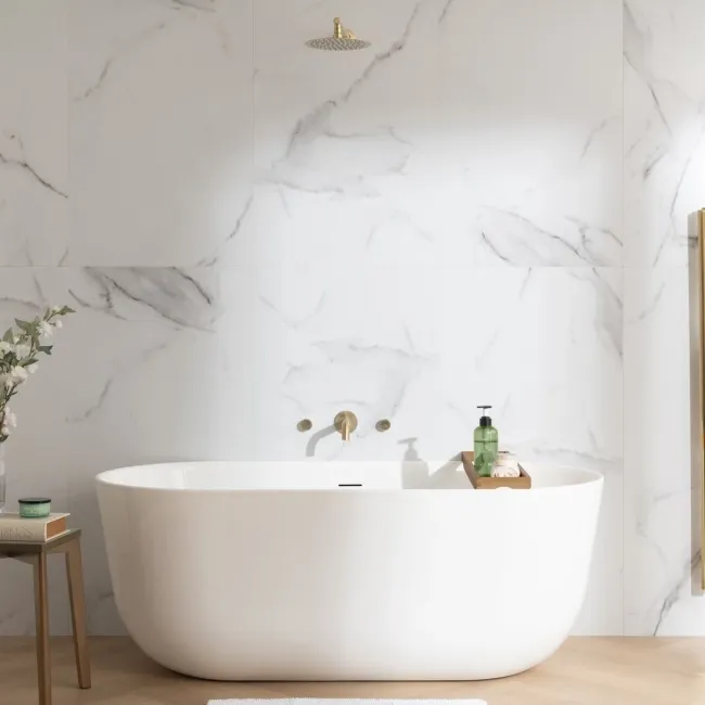 Trepanel Aqua Luxe® Bold Carrara Marble Effect Satin Embossed SPC Wall Panel 4 Pack ( Covers 2.80 SQM)