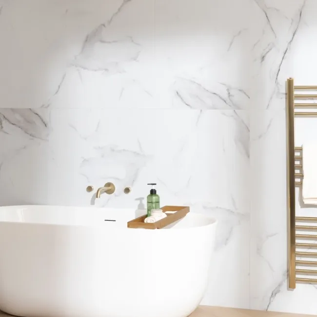 Trepanel Aqua Luxe® Bold Carrara Marble Effect Satin Embossed SPC Wall Panel 4 Pack ( Covers 2.80 SQM)